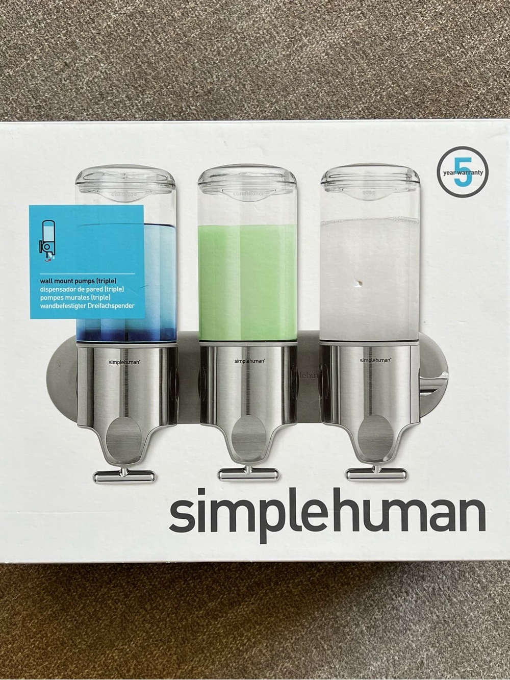 simplehuman Triple Wall-Mount Dispenser